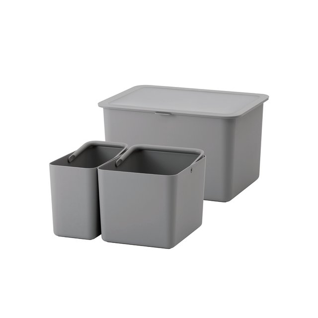ライクイット　フタ付きストックケース米びつ(インナーセット）グレー
