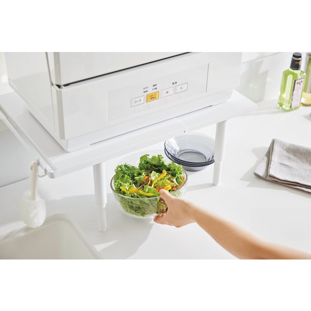 towerカウンターに載せられる伸縮食洗器ラックタワーハイタイプ　ホワイト