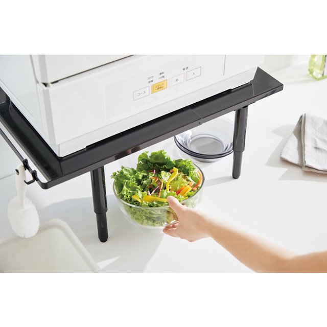 towerカウンターに載せられる伸縮食洗器ラックタワーハイタイプ　ブラック