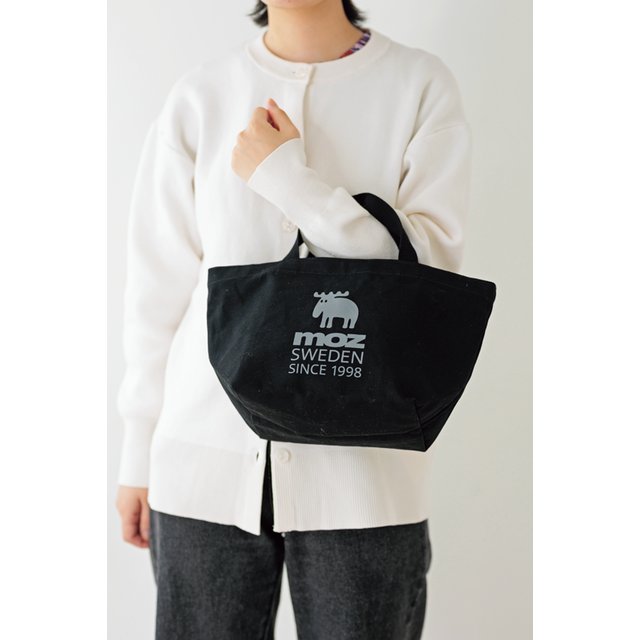 moz ファスナーのついた帆布トート M　ブラック