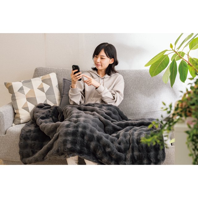 QUADS電気毛布 掛敷両用タイプ toron（トロン）　チャコールグレー