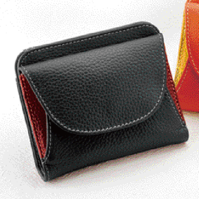 牛革コンパクトお洒落財布　ブラック