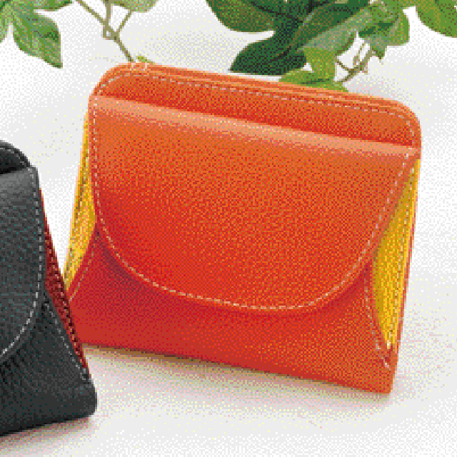 牛革コンパクトお洒落財布　オレンジ