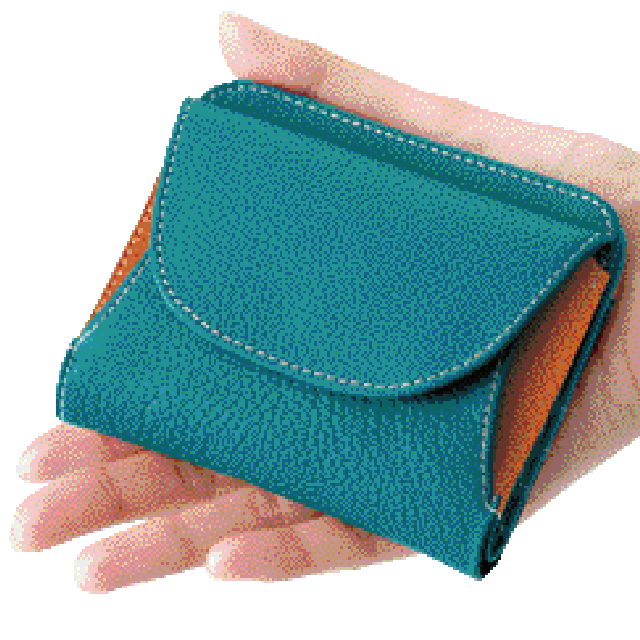 牛革コンパクトお洒落財布　ターコイズ