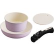 アイリスオーヤマ セラミックカラーパン 3点セット シリコン鍋敷き付き　ピンク